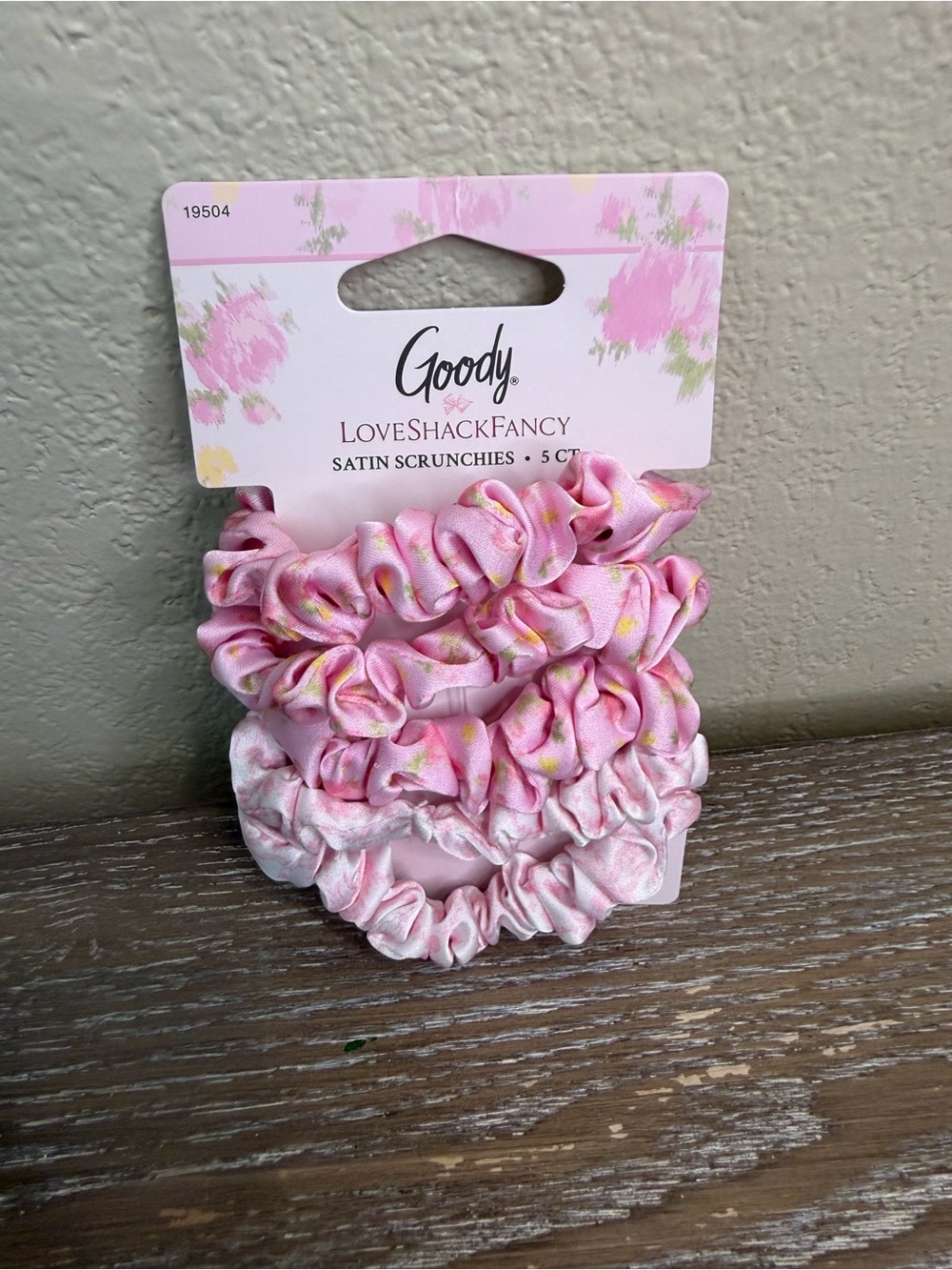 LoveShackFancy x Target – Goody Ikat Rose Skinny Satin Scrunchie 5CT